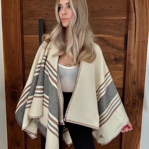 Frye Cream and Gray Women's Poncho